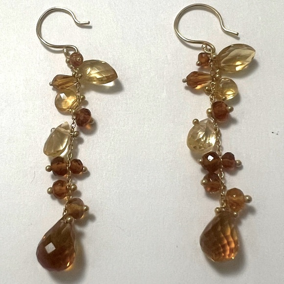 14k gold Earrings - Citrine stone drop earrings